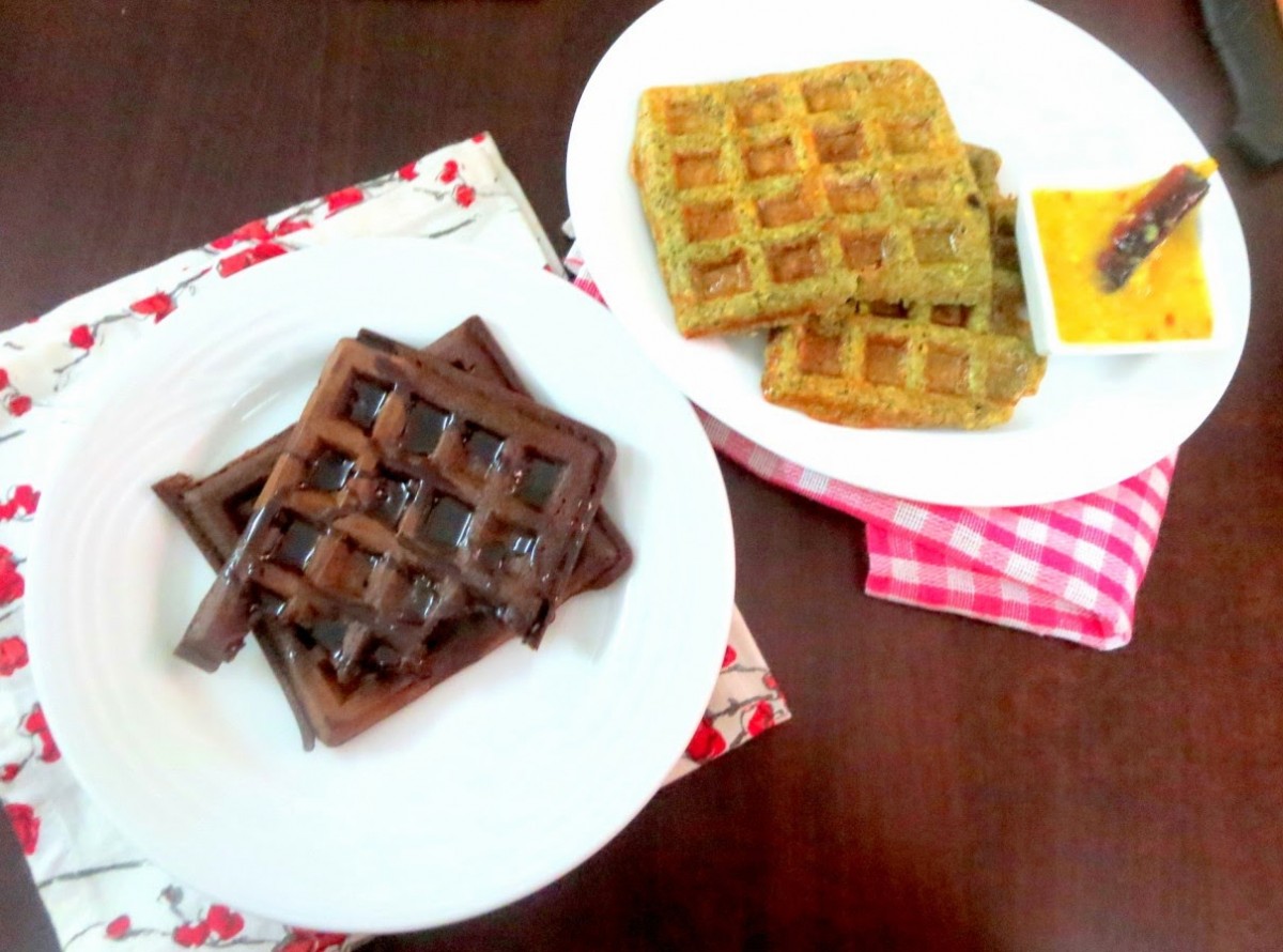 Double Chocolate Pancake Waffle How to make Eggless Chocolate Waffle