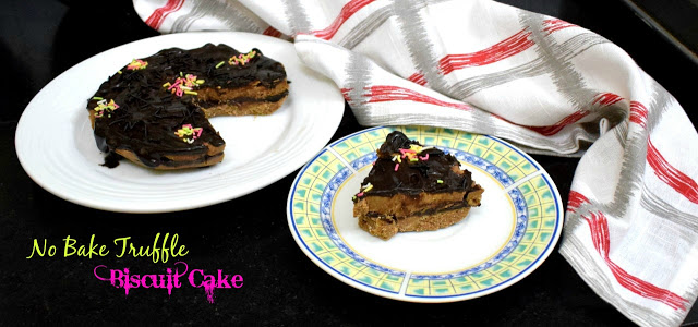 No Bake Truffle Biscuit Cake