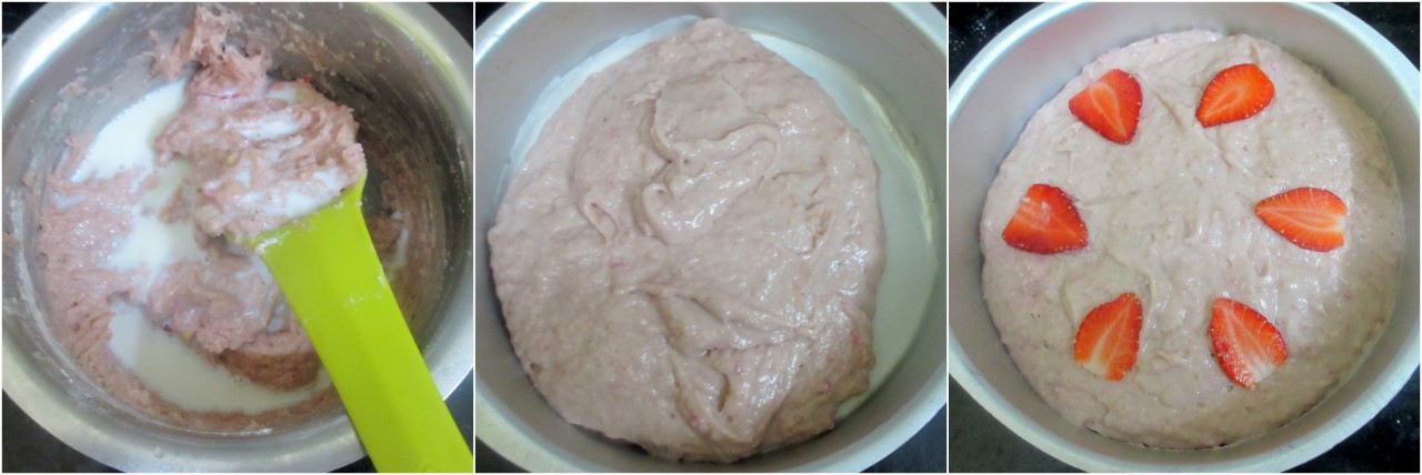 Eggless Strawberry Cake Making 3