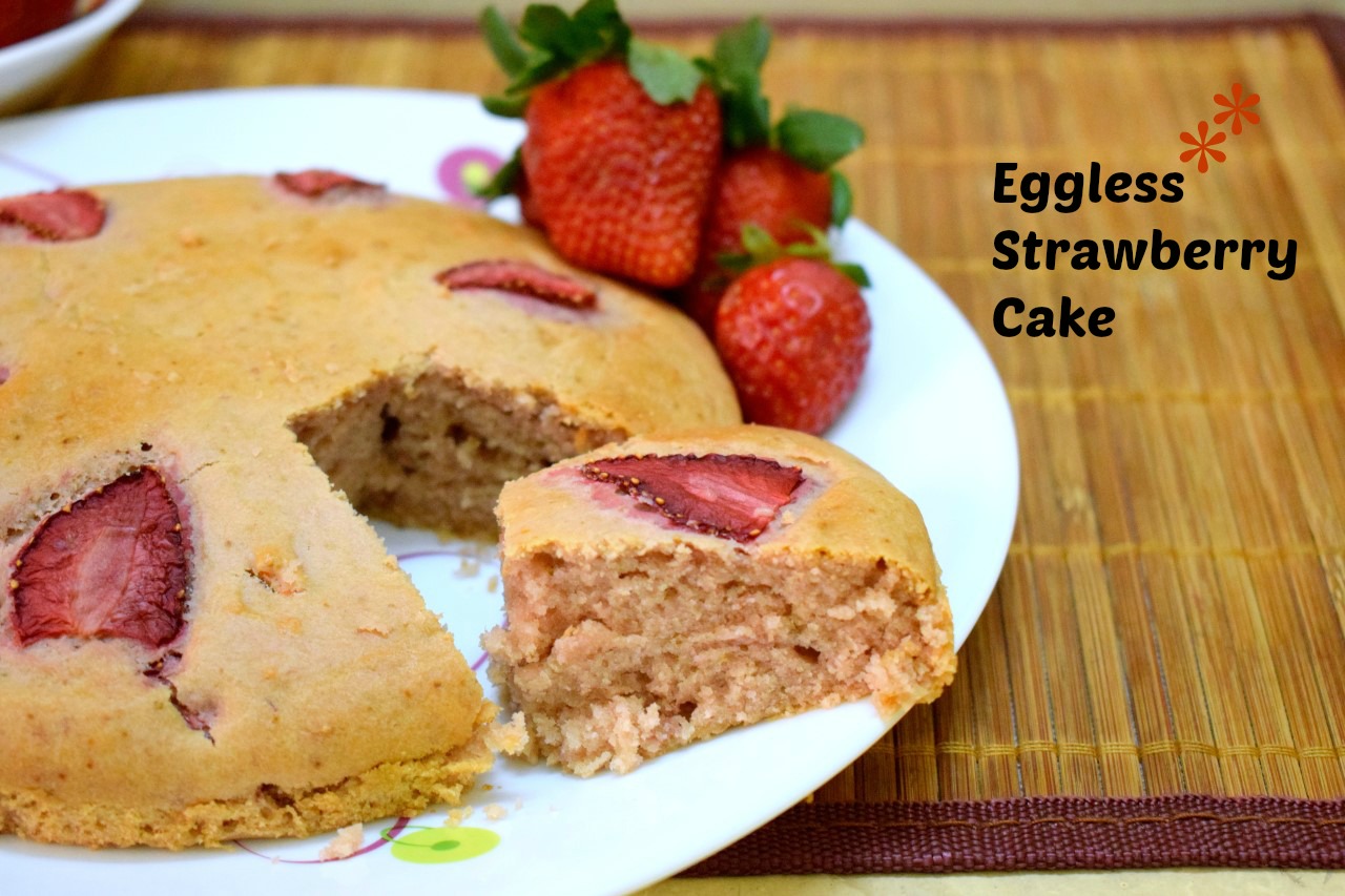 Eggless Strawberry Cake