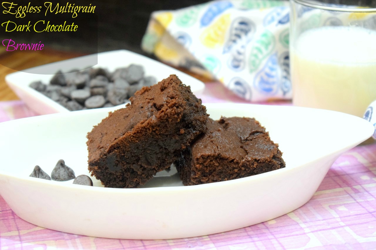 Eggless Multigrain Dark Chocolate Brownies