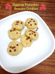Eggless Pistachio Sesame Cookies