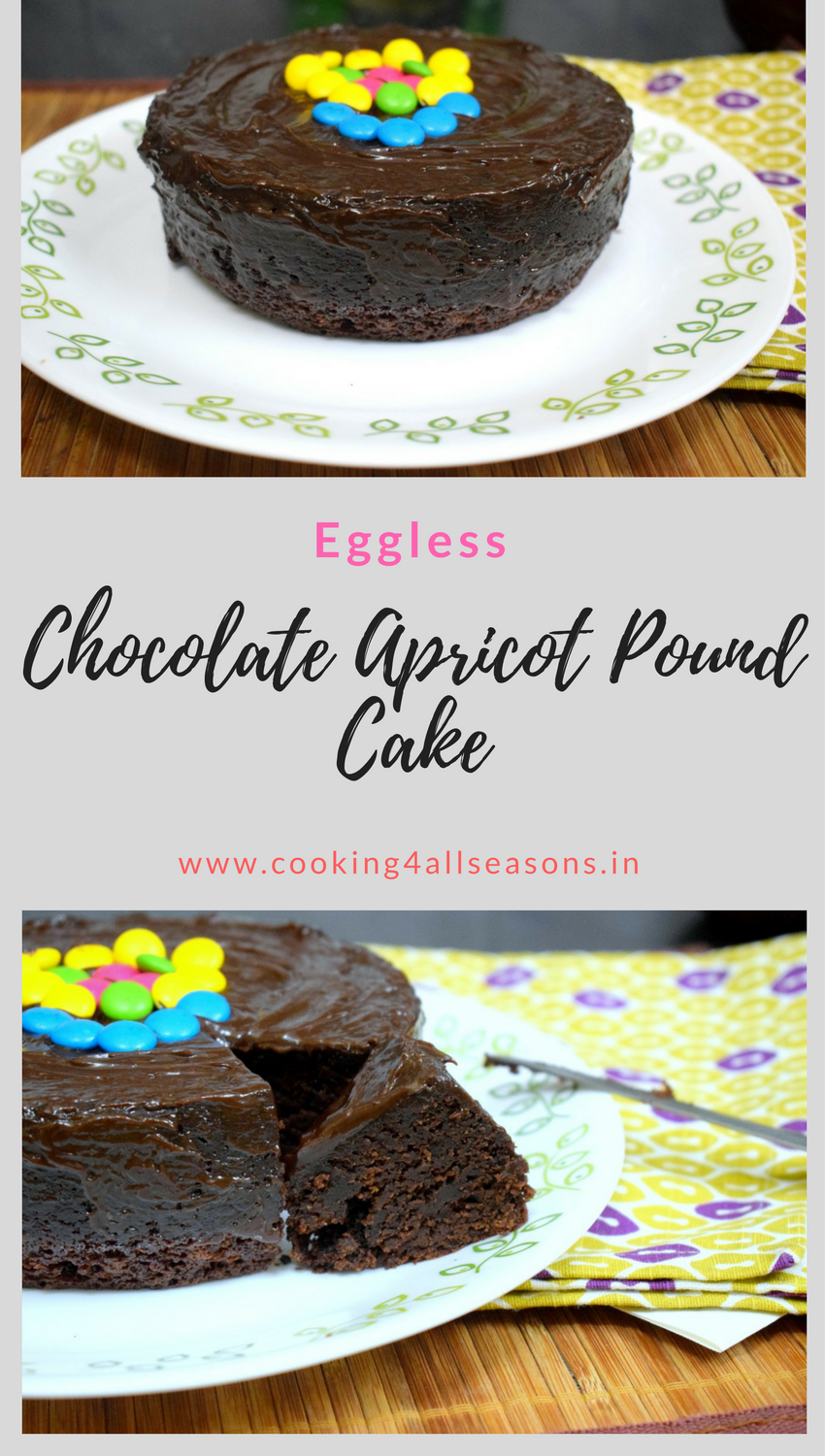 How to make Eggless Chocolate Apricot Pound Cake