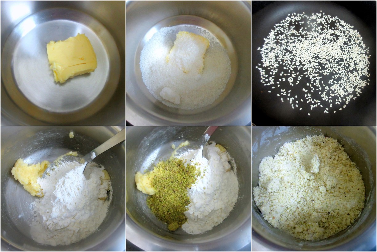 How to make Eggless Pistachio Sesame Cookies 1