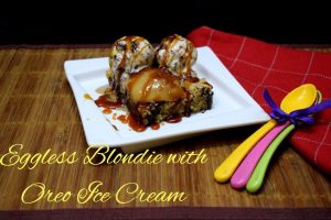 Eggless Blondie with Oreo Ice Cream