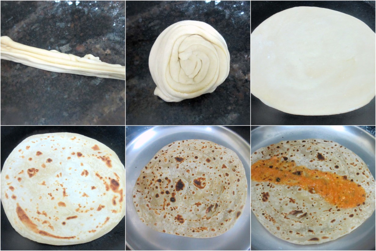 How to make Paneer Tikka Parotta Wrap 3