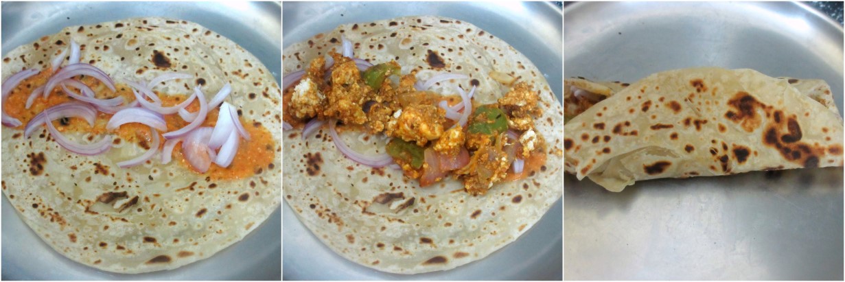 How to make Paneer Tikka Parotta Wrap 4