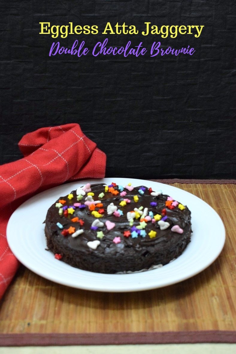 How to make Eggless Atta Jaggery Double Chocolate Brownie