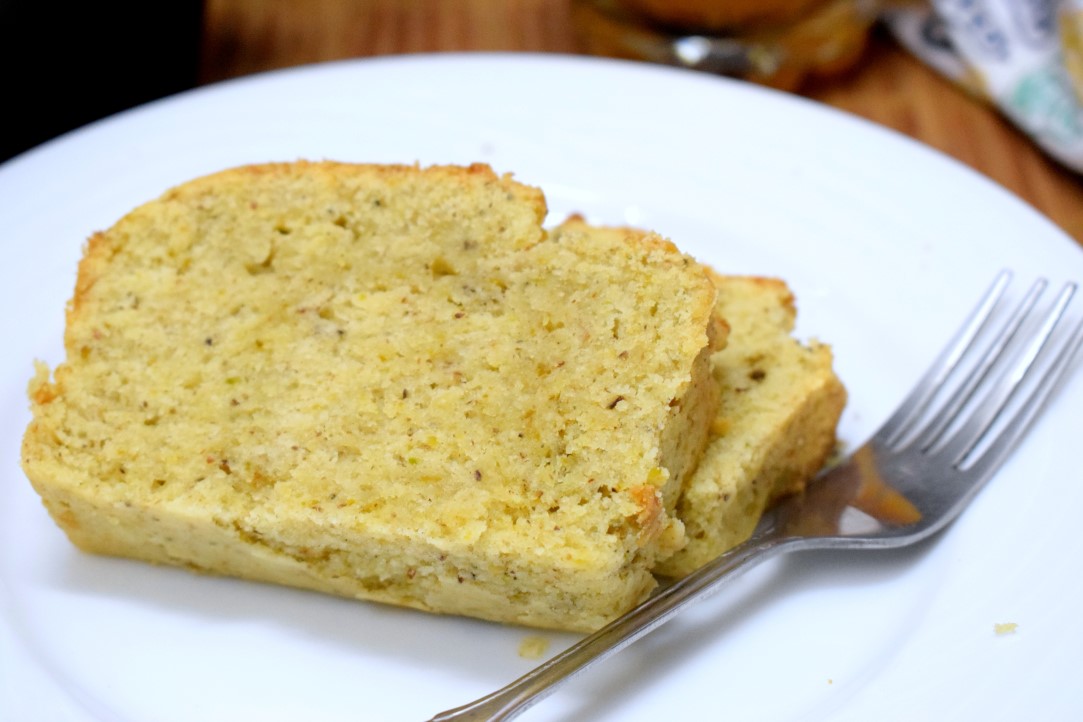 Eggless Pista Pound Cake