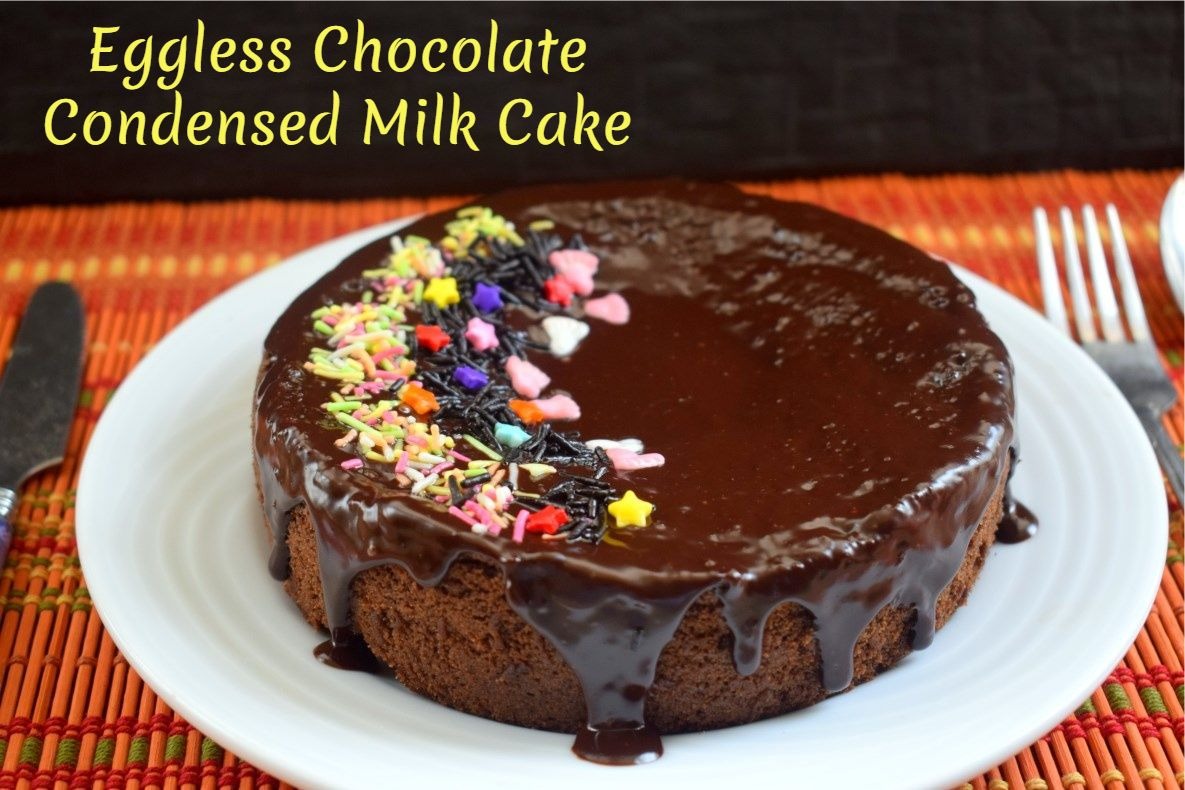 Eggless Chocolate Condensed Milk Cake