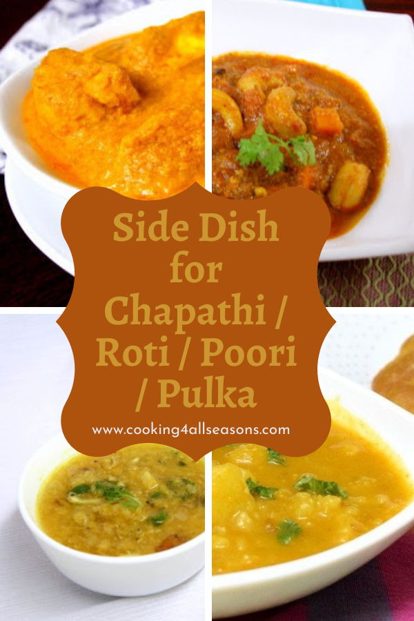 Side Dish for Chapathi, Roti, Poori, Pulka