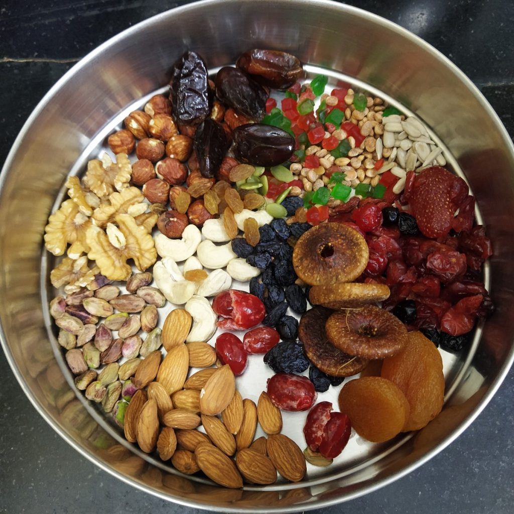 Ingredients for Eggless Fruit Cake without Alcohol Ingredients for Eggless Fruit Cake without Alcohol