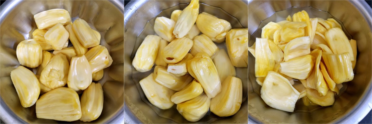 Prepping the Jackfruit for Puree