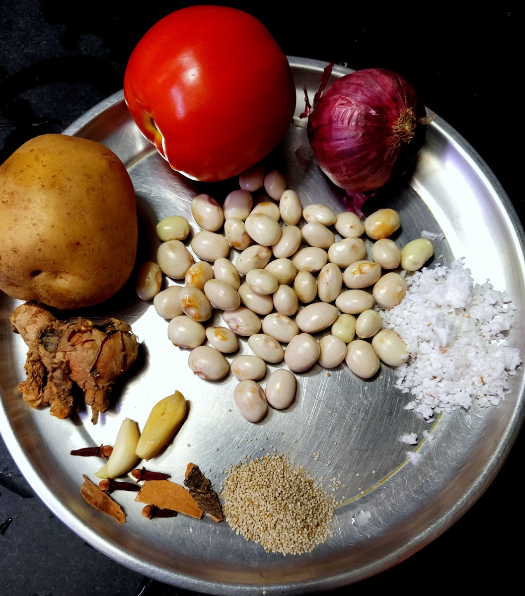 Ingredients for Butter Beans Kurma