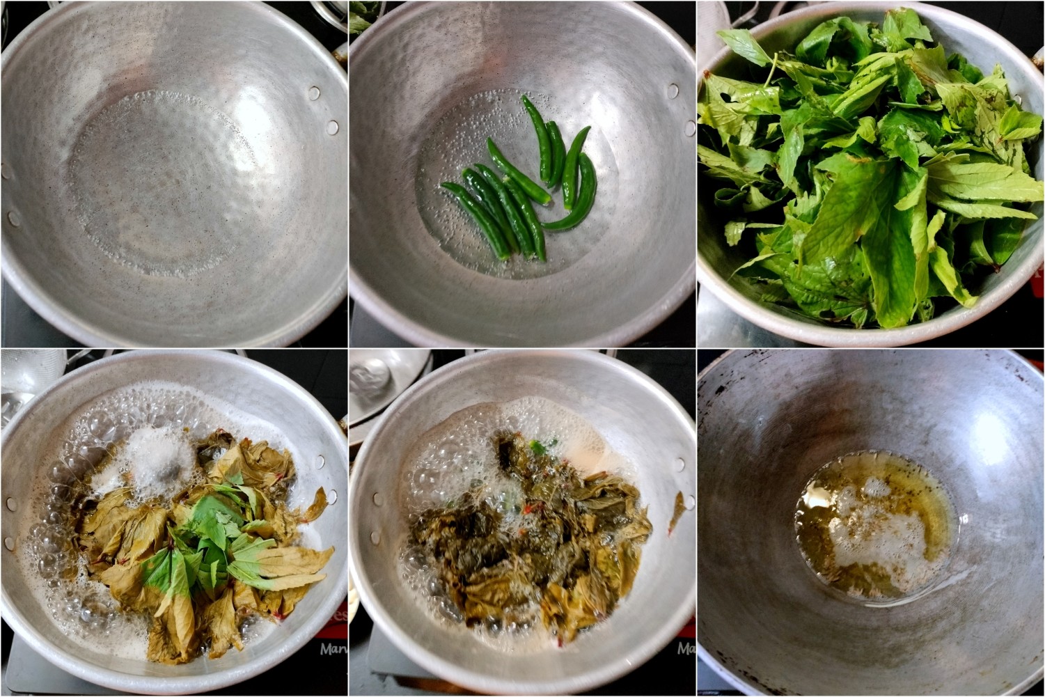 Step by Step pictures for making Gongura Pachadi